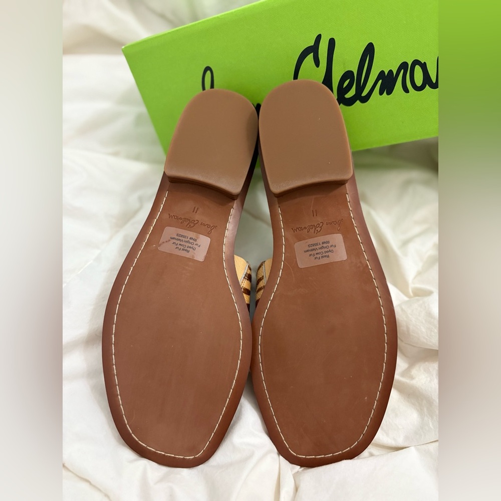 Brand new size 11 real fur Sam Edelman Brown Zebra Print Women's Slides - Picture 6 of 8